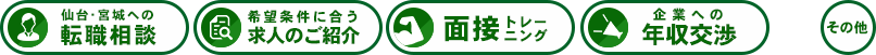 地元（地方）への転職相談｜希望条件に合う求人のご紹介｜面接トレーニング｜企業への年収交渉｜・・・その他